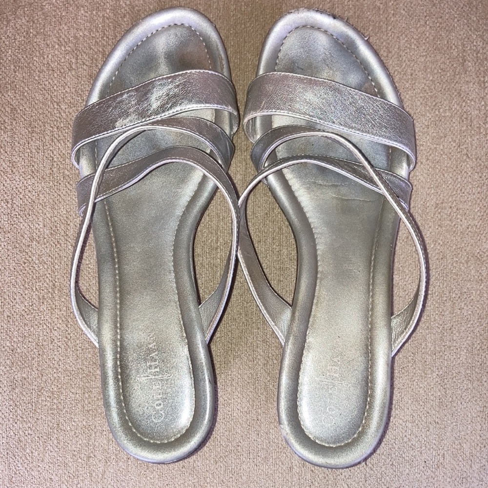 COLE HAAN + NIKE AIR Silver Slip-On Wedge Sandals Size 8 - Picture 9 of 12